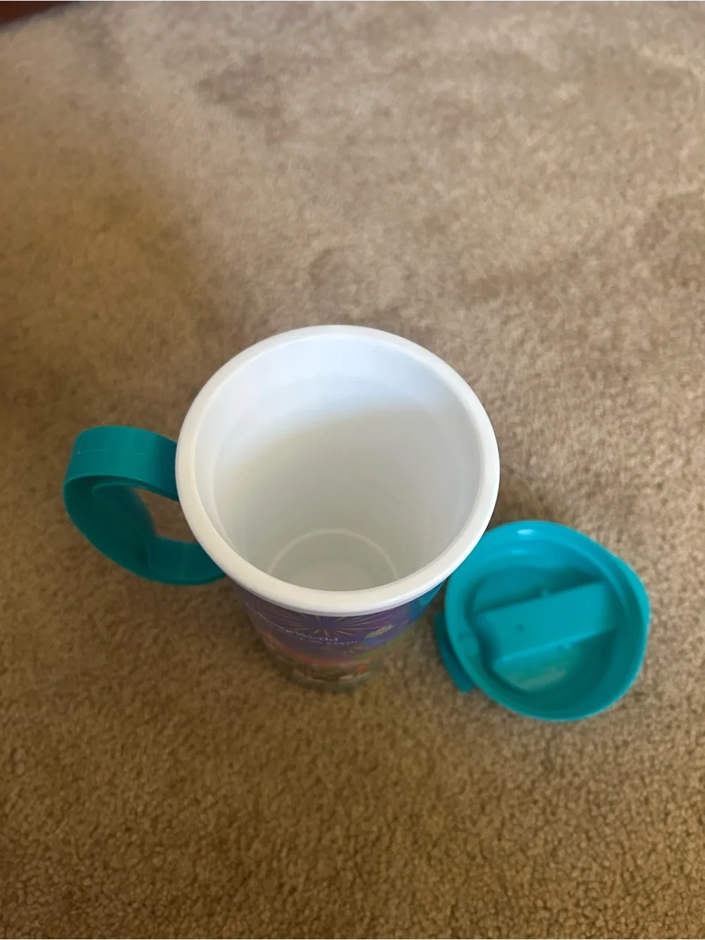 Disney Colorful Mickey & Friends Travel Mugs with Orange and Teal Lids